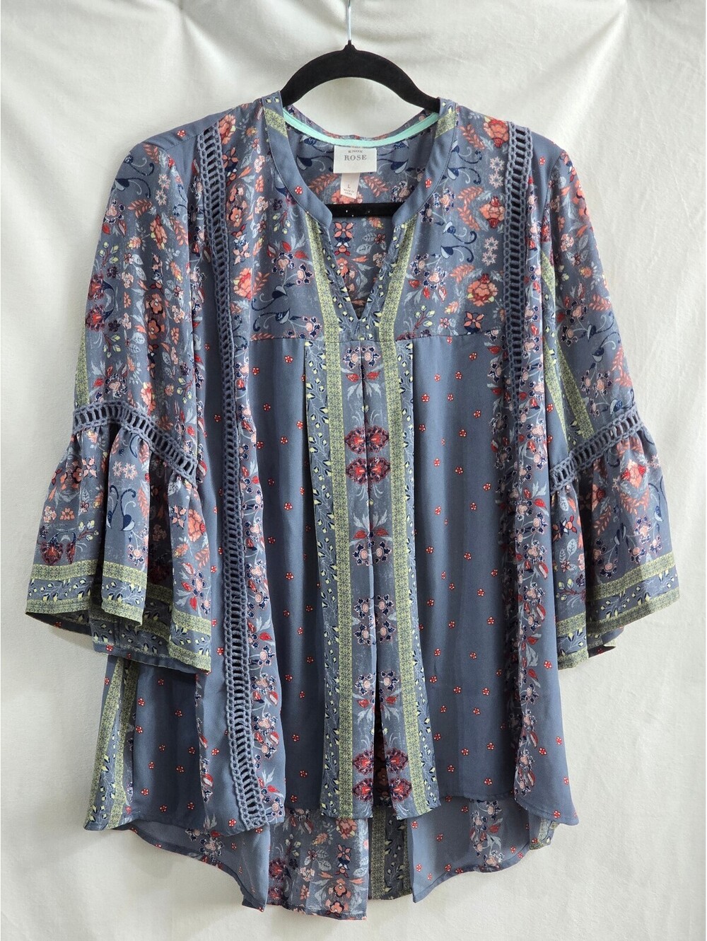 Boho Knox Rose Women's Floral Blouse Size L